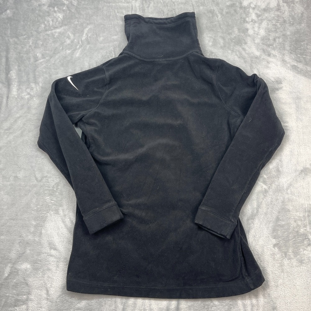 Nike Dri-Fit Fleece Sweater Womens Large Black Turtleneck Side Slid Zip Pullover